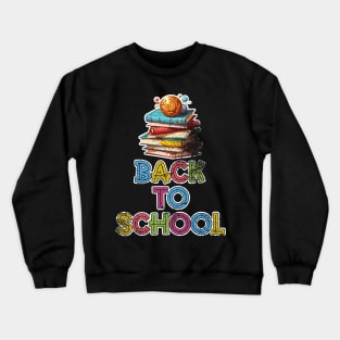 Back to School Stack of Books Distressed Type Crewneck Sweatshirt